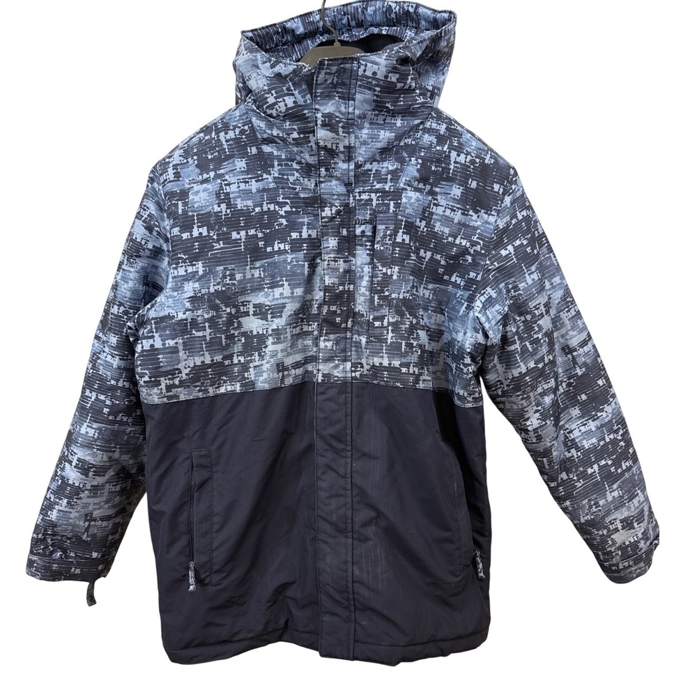 The Childrens Place Kids XXL 16 Digital Camo Hooded Puffer Winter Jacket Blue